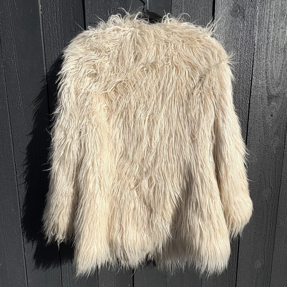Y2k Boho Shaggy Faux Fur Coat Sz 2 Festival Indie Concert Statement Party Glam - Picture 2 of 13